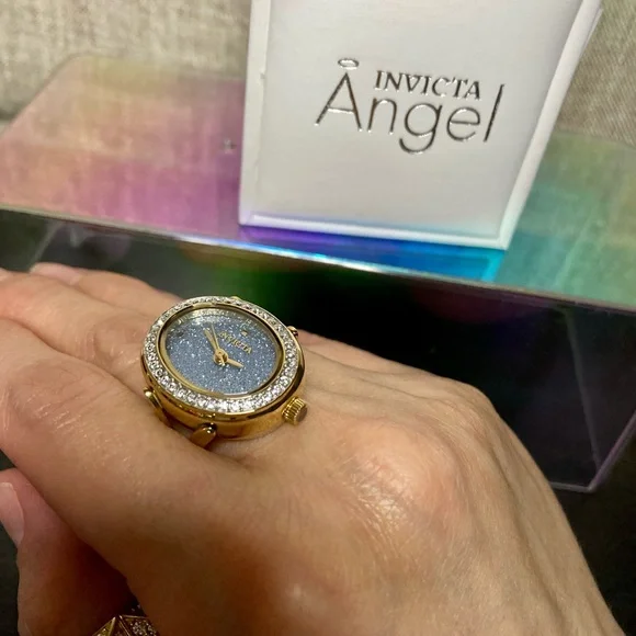 Invicta Women's Ring Watch Mini Angel Lady Gold Tone - Picture 3 of 7